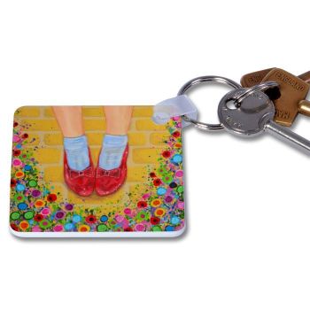 Jo Gough - The Wizard of Oz Ruby Slippers with flowers Key Ring