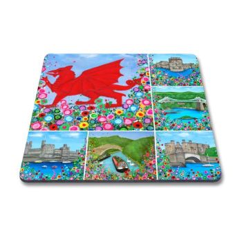 Jo Gough - Welsh Montage with flowers Magnet
