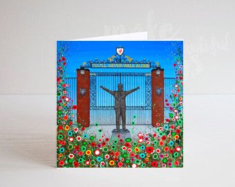 Jo Gough - LFC Shankly Gates with flowers Greeting Card