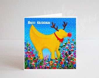 Jo Gough - A Festive Lambanana with flowers Christmas Card