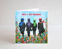 Jo Gough - The Fab Four at Christmas with flowers Christmas Card