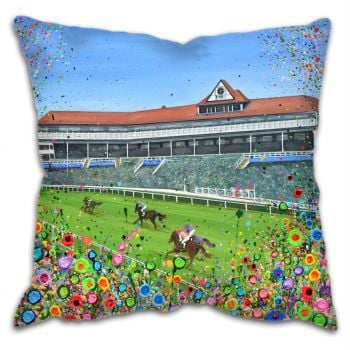 Jo Gough - Chester Racecourse with flowers Cushion