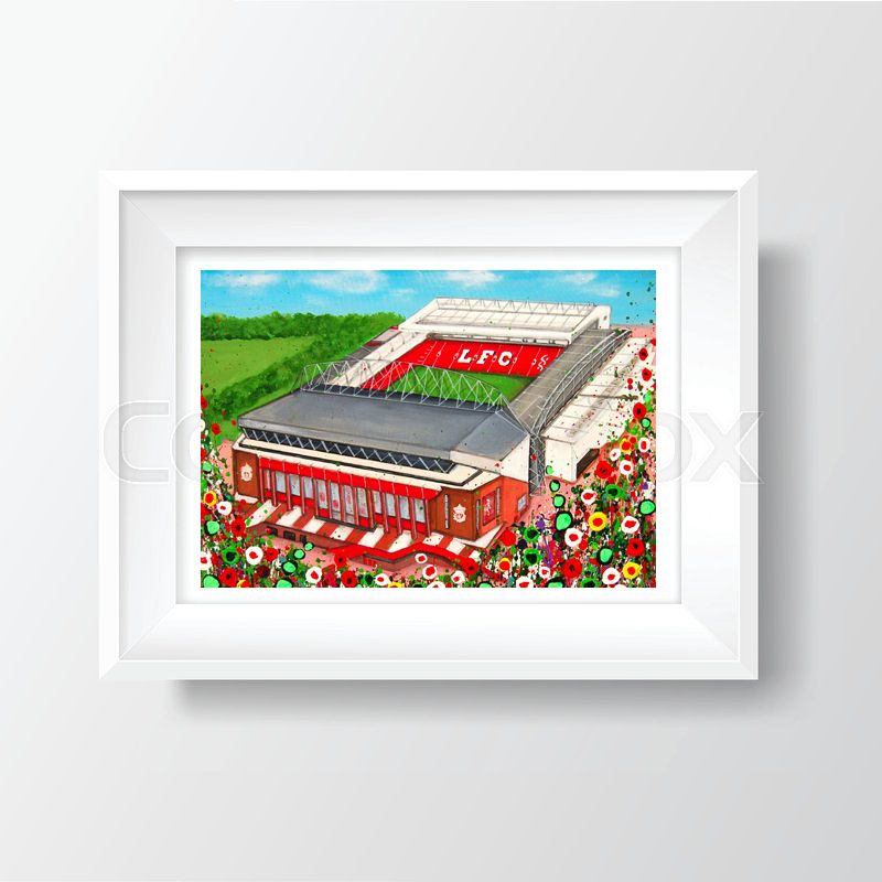 Jo Gough - LFC Stadium with flowers A4 Print 
