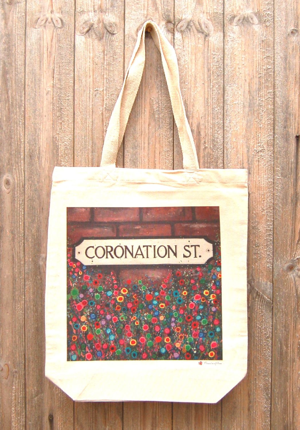 Jo Gough - Coronation Street Sign with flowers Tote Bag