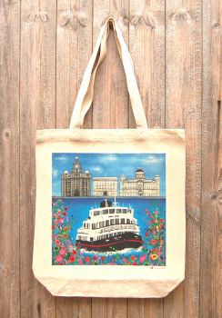 Jo Gough - Liverpool 3 Graces with flowers Tote Bag
