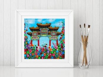 Jo Gough - Liverpool's Chinese Arch with flowers Print From £10