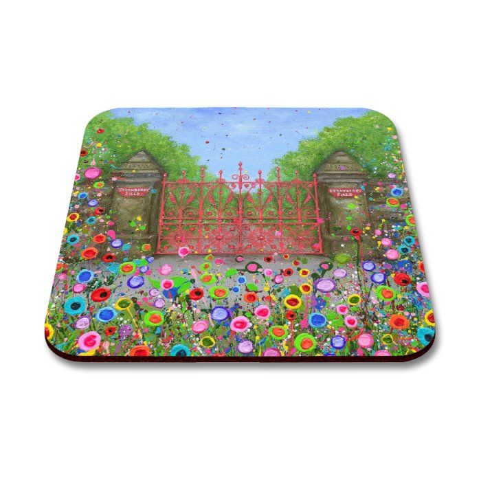 *** COMING SOON *** Jo Gough - Strawberry Field Gates with flowers Coaster