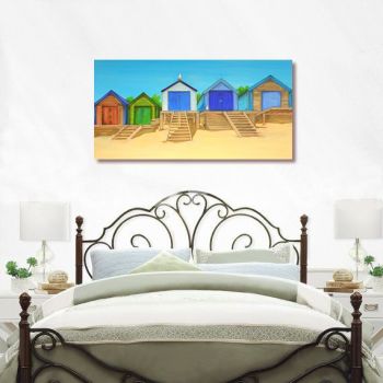CANVAS PRINT (60x30cm) - Abersoch Beach Huts (PLAIN) - 45 Editions