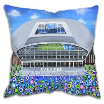 Jo Gough - EFC Bramley Moore Dock Stadium with flowers Square Cushion