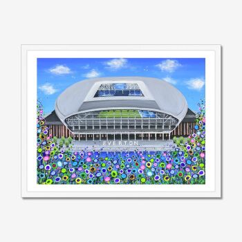 Jo Gough - EFC Bramley Moore Dock Stadium with flowers Print
