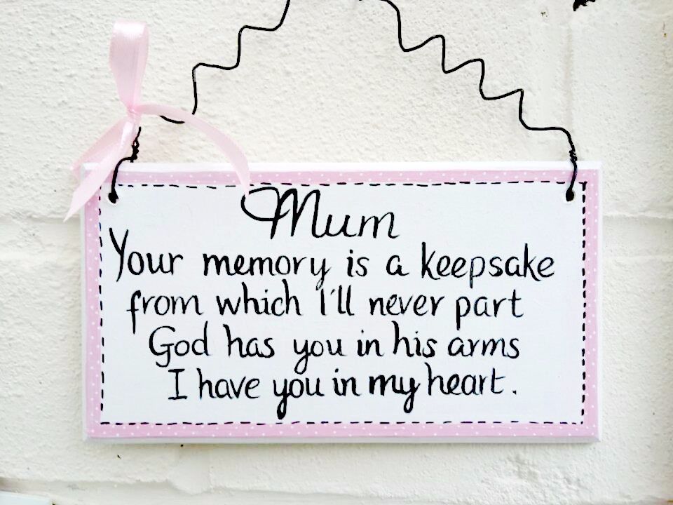 Mum Mother keepsake heaven angel memory wood plaque sign handmade handpaint