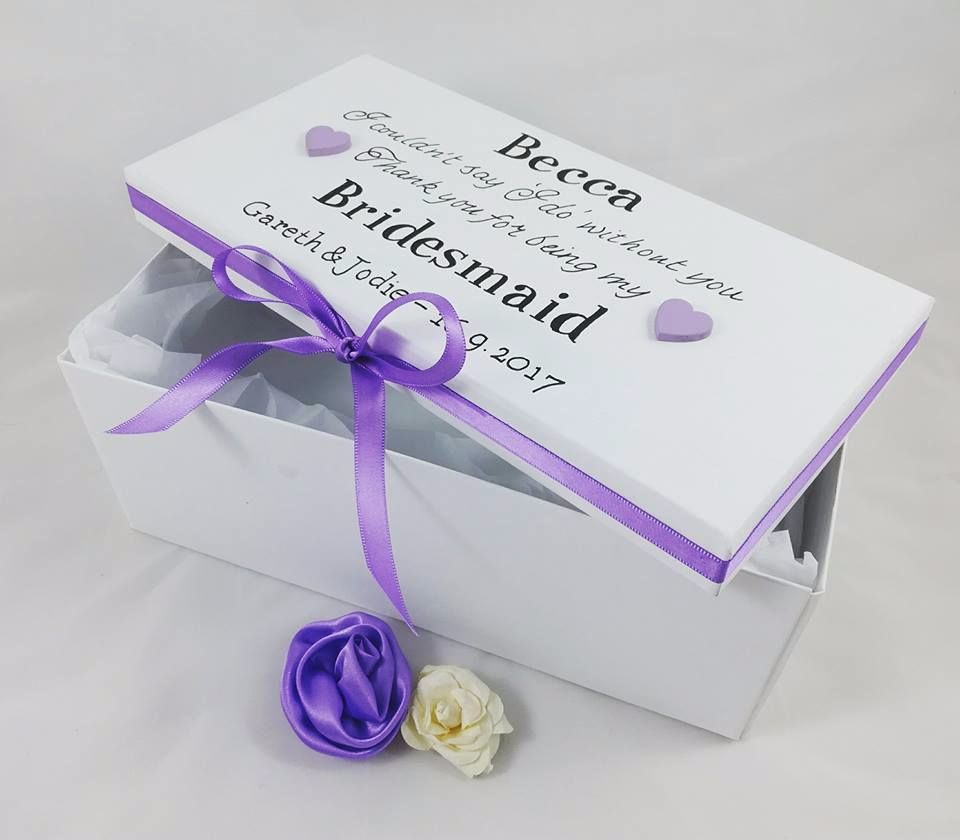 Bridesmaid - Maid of Honor - Flower Girl Personalised Keepsake Gift Boxe 