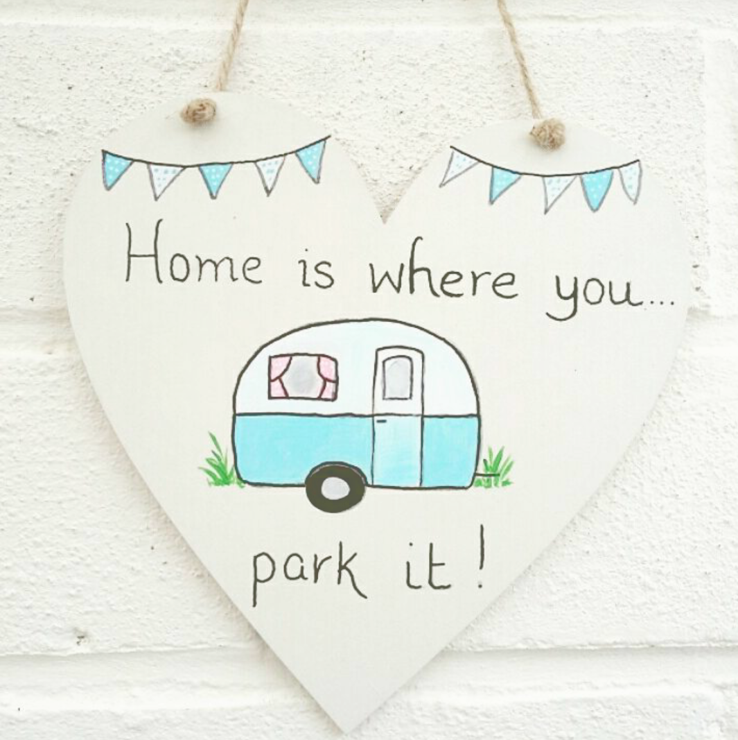 Beautiful Personalised Heart Shaped Metal Hanging Plaque Home Caravan camper