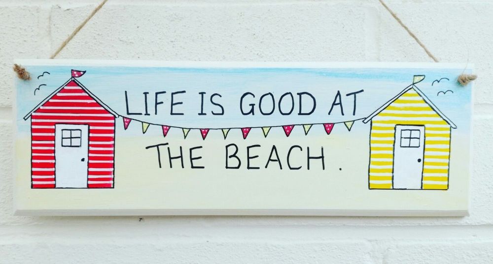 Beach Huts Plaque Sign Large Personalised