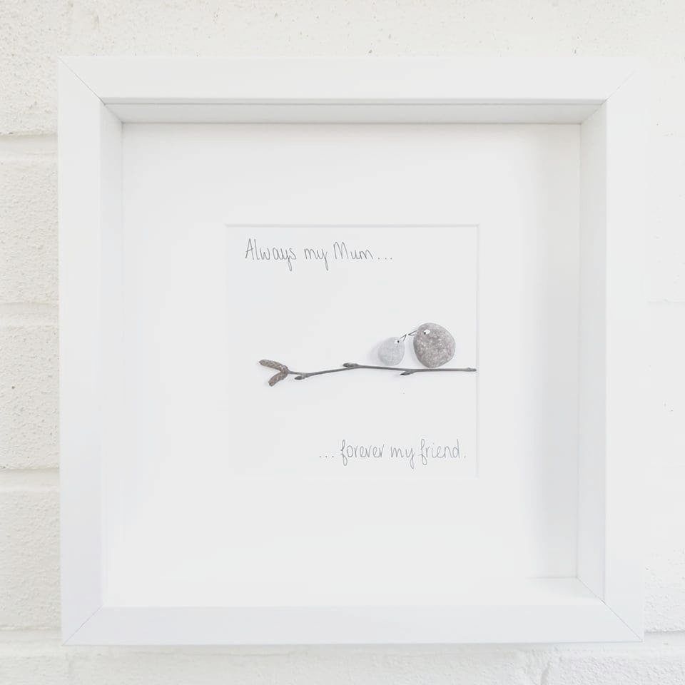 Mum Mothers Day Pebble Art Picture Framed