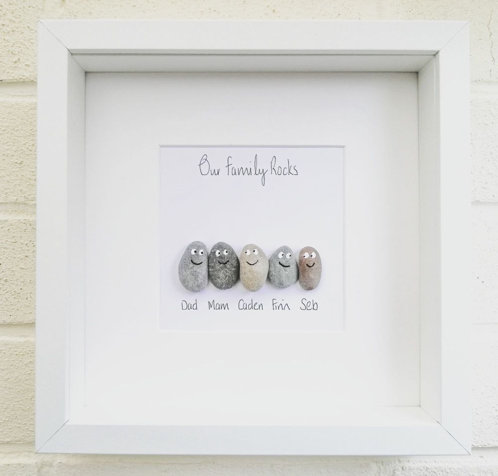 Pebble Art Family Picture - Handmade Personalised Framed Gift