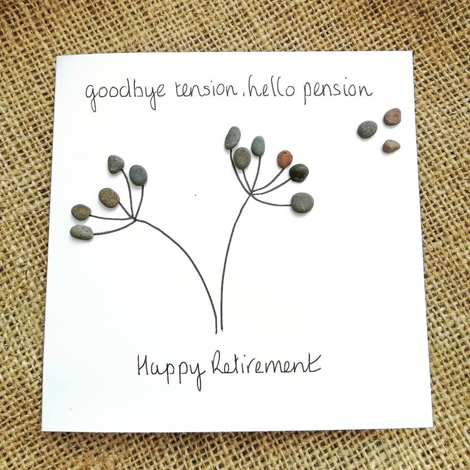 Retirement Card - Leaving Card - Pebble Art Picture Personalised 