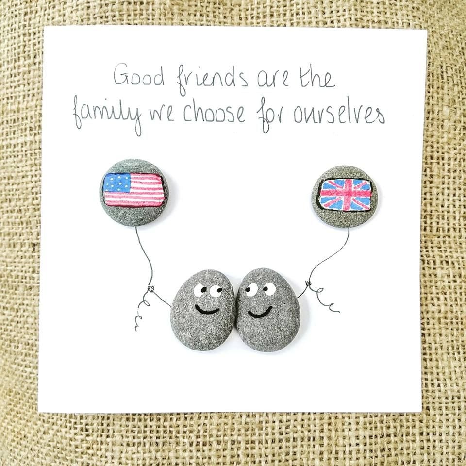 Best Friends Birthday Flags Of The World Pebble Art Card