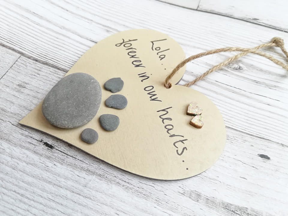 Christmas Tree Paw Print Pebble Art Personaliased