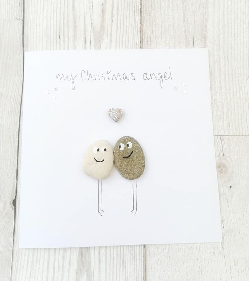 Christmas Angel Card Family And Friends Handmade Pebble Art Picture  Personalised
