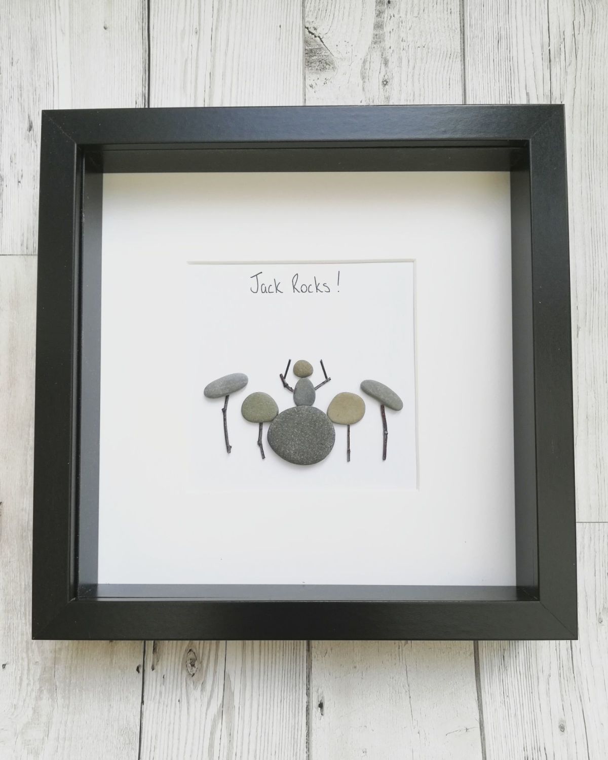 Pebble Art Picture framed - drummer gift - Music teacher tutor gift