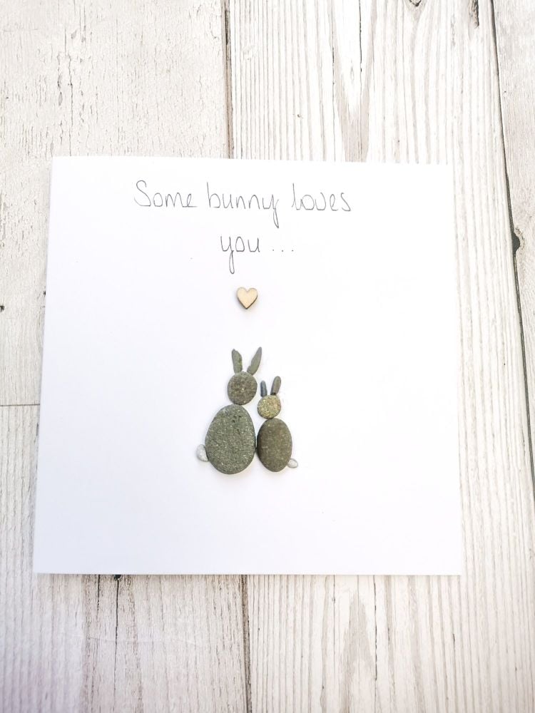 Some bunny loves you Pebble Art Card, Fully Personalised