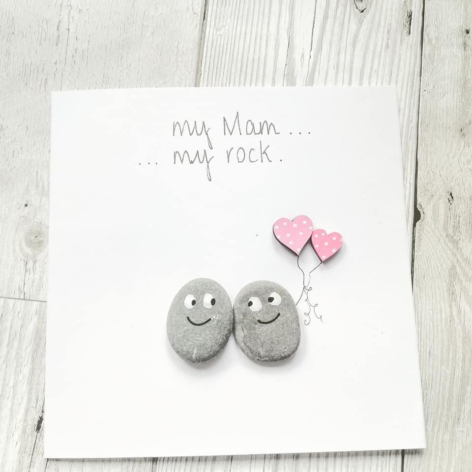 Handmade Pebble Art Card Mothers Day Card Mummy Mum Mother