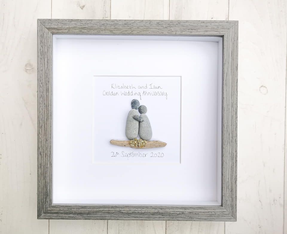 Wedding Anniversary Milestone Pebble Art Picture Framed Keepsake