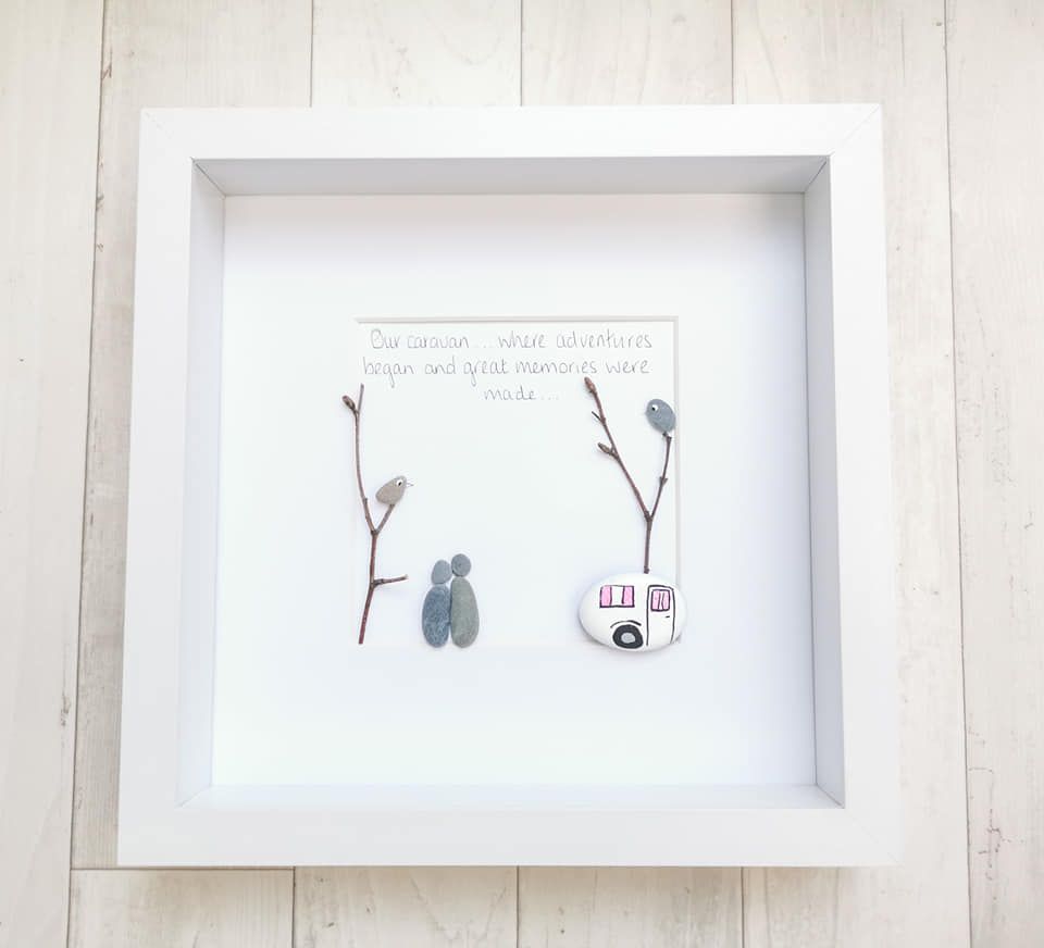Pebble Art Picture - Caravan, Campervan Decor Outdoors Handmade And Framed