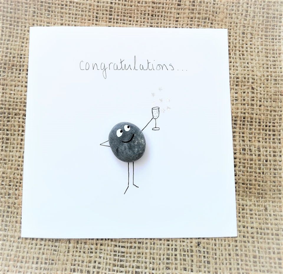 Handmade Pebble Art Congratulations - Happy Birthday, Exams Fully Personal