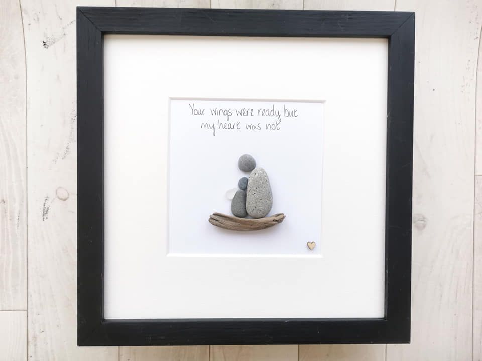 Memorial Gift Family Loved One - Pebble Art, Pebble Picture Framed - Your w