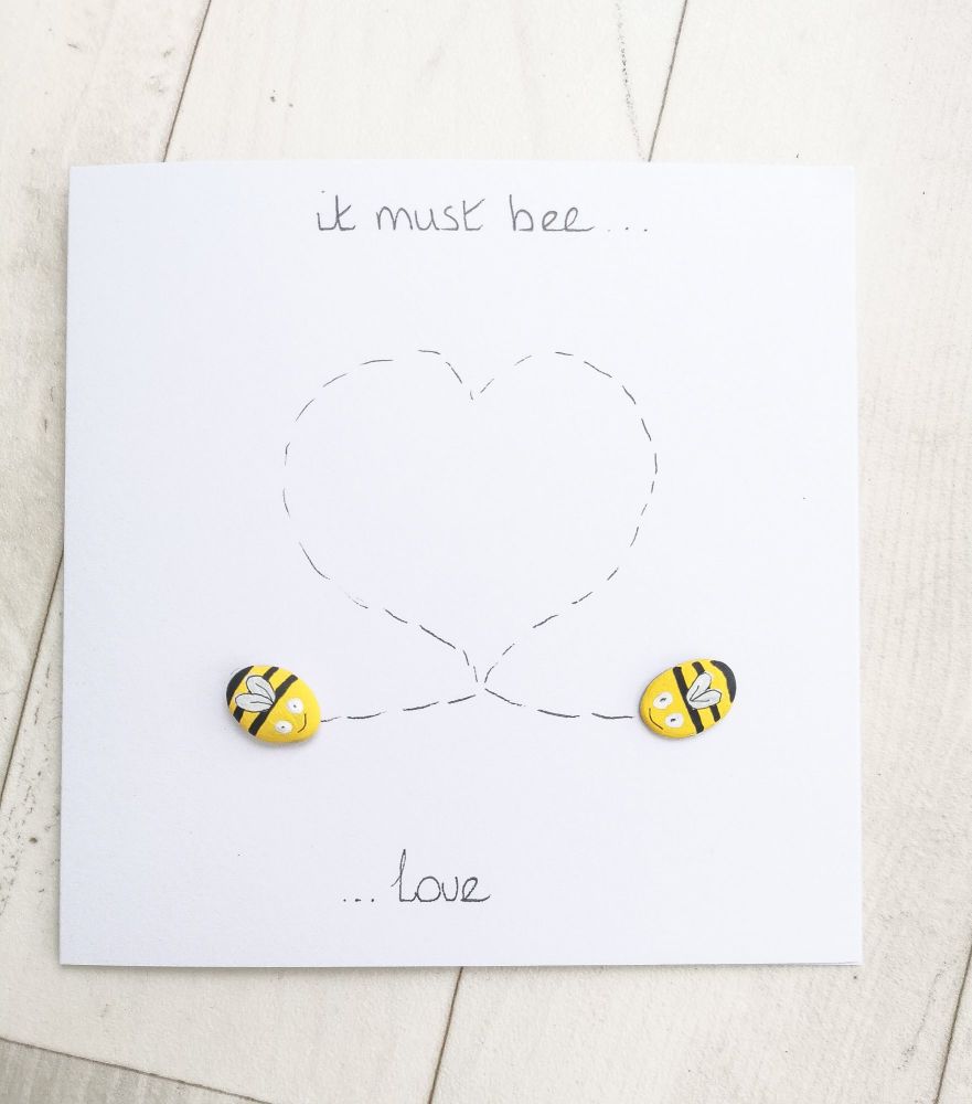 Bee - Bees Love Romantic Cute Pebble Art Card