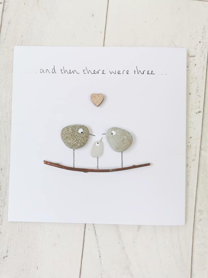 New Parents, Baby Shower Card, Handmade Pebble Art Picture , Fully Personalised
