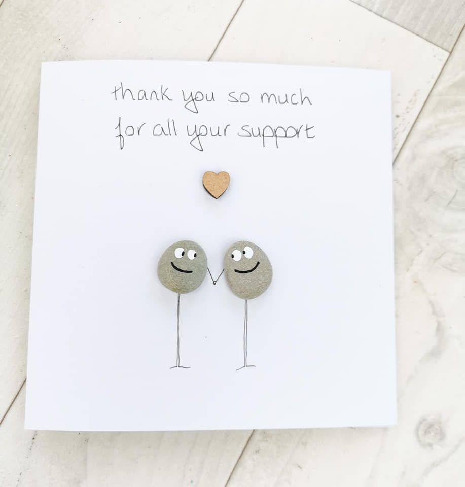 Thank you Card Handmade Pebble Art Picture , Fully Personalised