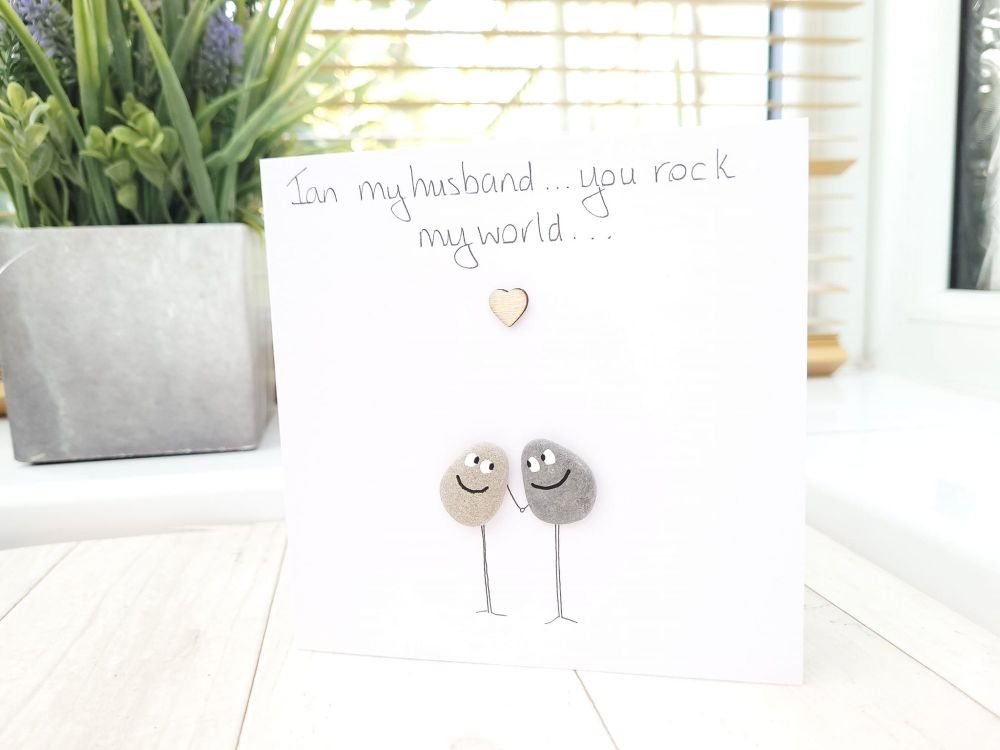 Husband I Love You Card My Rock Pebble Art Handmade Personalised