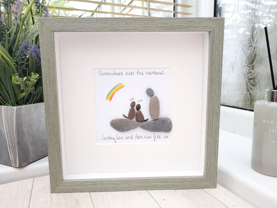 Pebble Art Picture Pet Loss Rainbow Bridge - Sympathy Customised Gift