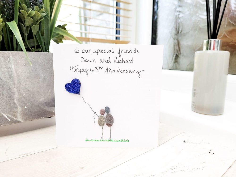 Anniversary Milestone Card Husband, Wife - Pebble Art Picture - Wedding - Fully Personalised  