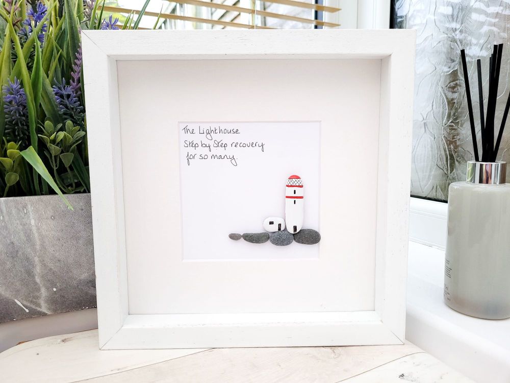 Pebble Art Picture Lighthouse - Coastal Beach - Home Decor - Rocky Shores