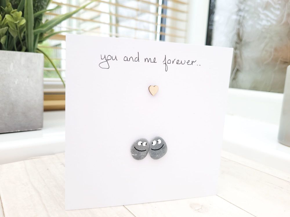Friends & Family Card, Handmade Pebble Art Picture , Fully Personalised