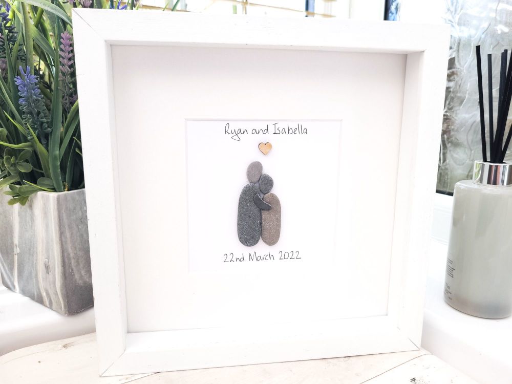 Couple Pebble Art Engagement Wedding Pebble Picture  Personalised Couples G