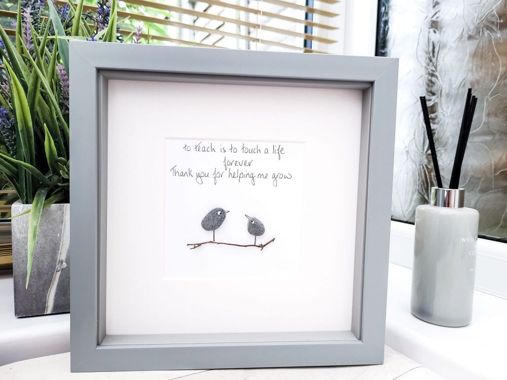 Pebble Art Picture Framed Teacher - Childminder - Tutor Personalised Thank you Gift