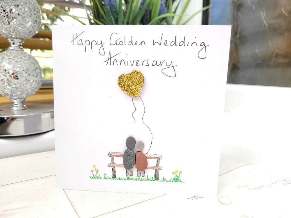 Wedding Anniversary Card - Husband - Wife Pebble Art - I Love You -  Person