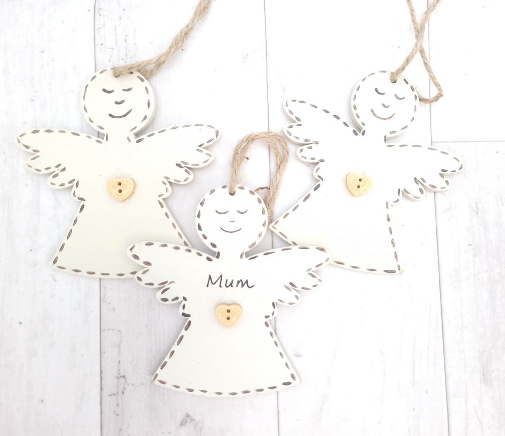 Christmas Angel Decoration Personalised Wooden Tree Bauble