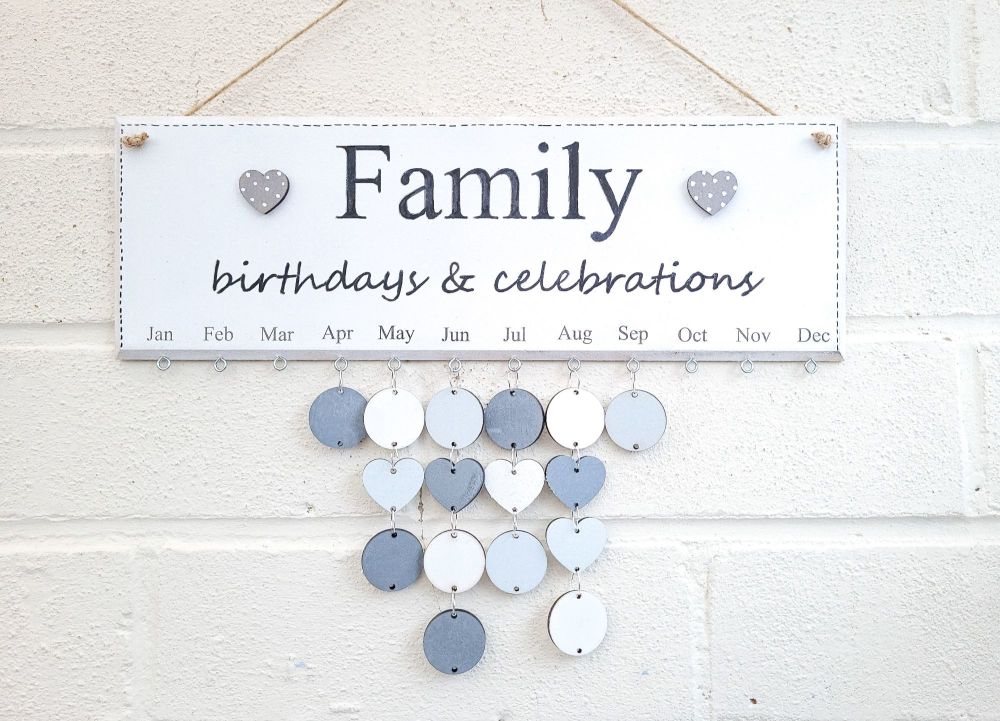 Family Birthday Board Calendar Handmade Hand Painted