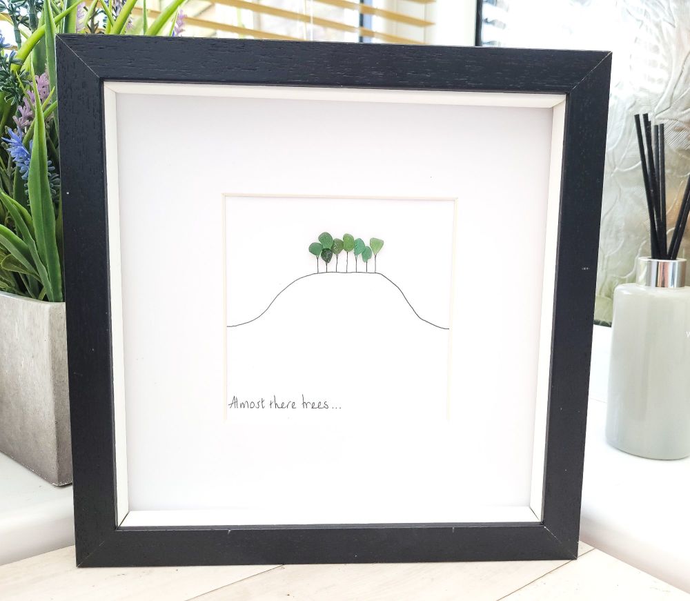 Almost There Trees  - Cornwall, Devon inspired design  - Sea Glass Art Picture Framed
