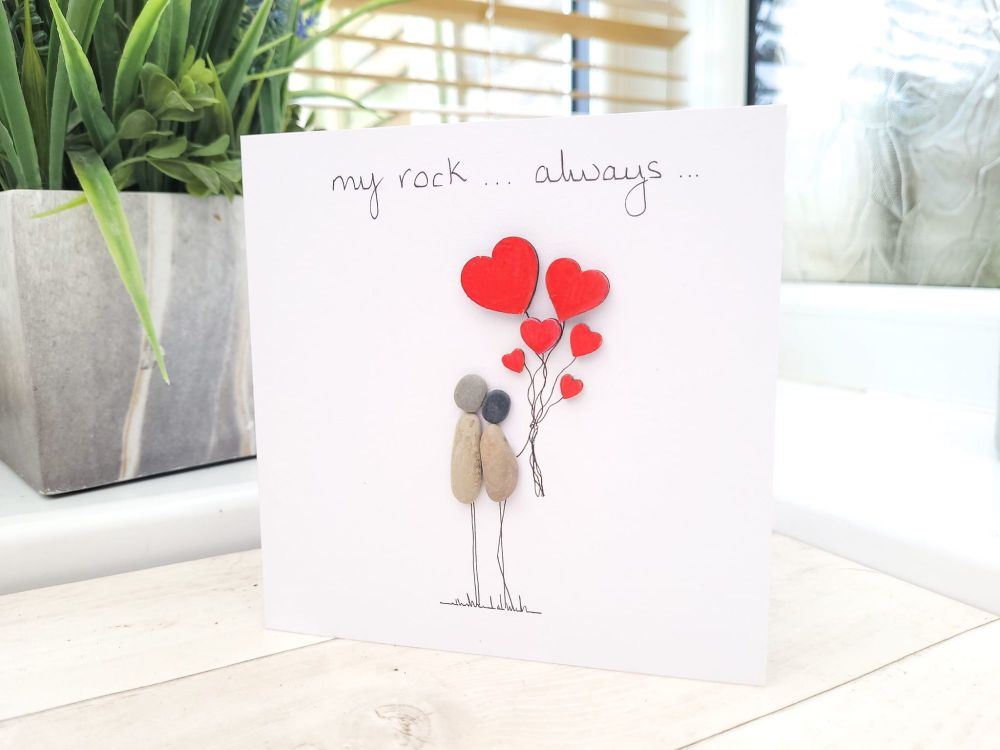 Valentines Day Card For Him Her - Love Red Hearts Balloon - Personalised
