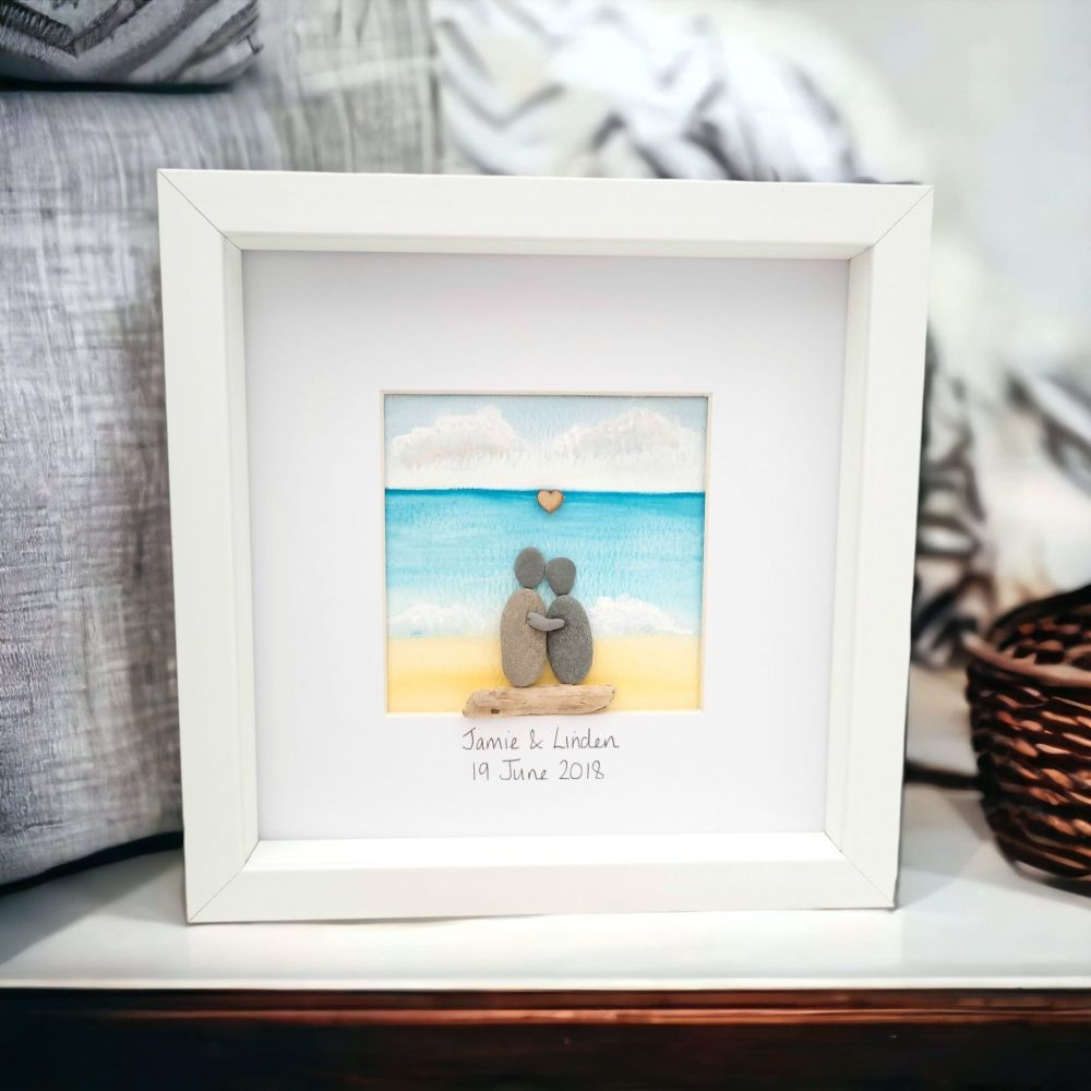 Beach Wedding, Beach Holiday Anniversary Honeymoon Engagement Pebble  Art P