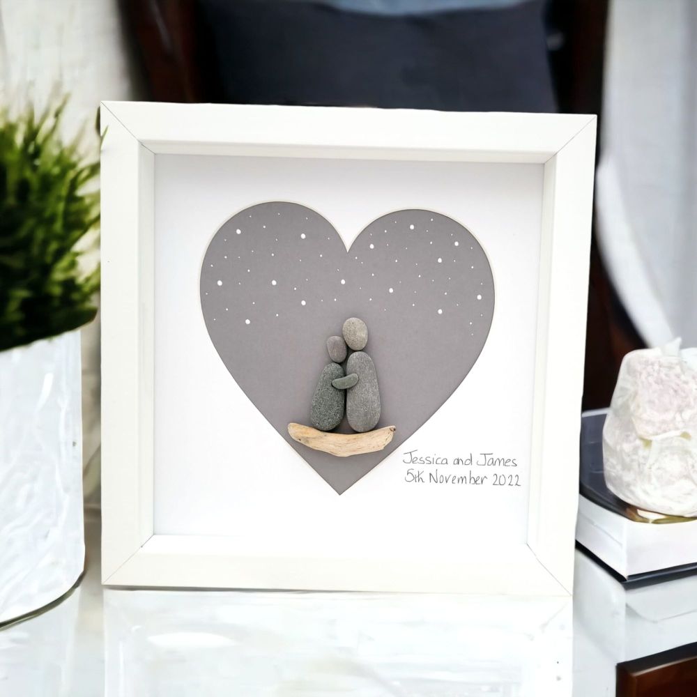 Valentines Day Gift Loved Ones Heart Shaped Pebble Art Picture Personalised