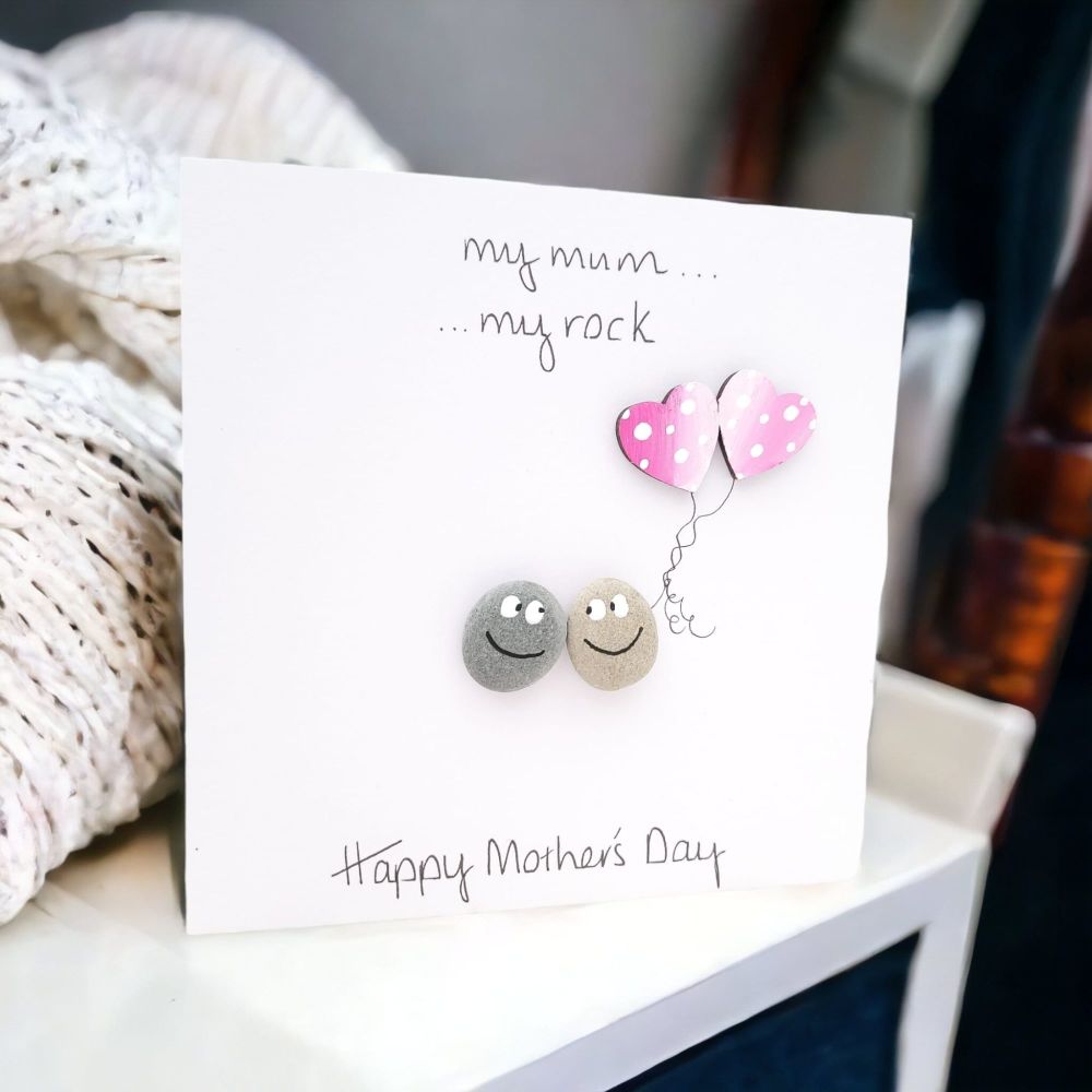 Mum Pebble Art Card Mothers Day,  Birthday Card Handmade,  Fully Personalis