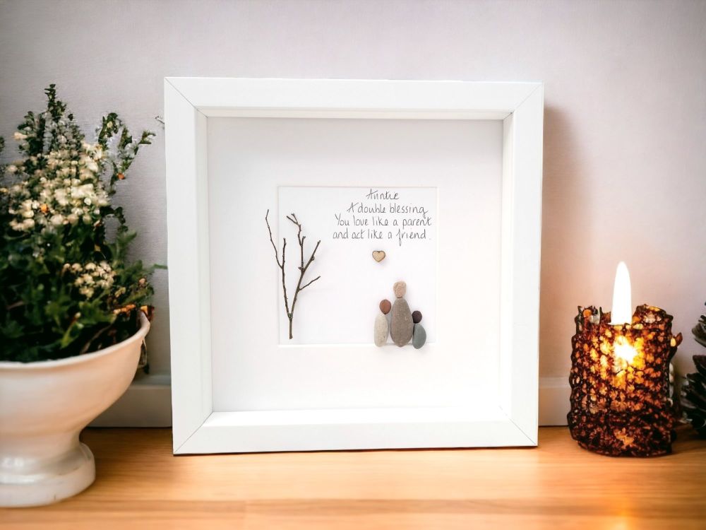 Aunty, Auntie Birthday Gift - Sister - Pebble Picture, Pebble Art - Framed & Personalised